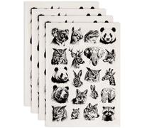 SUPERDANT 4 piezas de papel de transferencia de animales salvajes para cerámica, lobos, osos, pandas, arcilla, cerámica, calcomanías, suministros de manualidades, calcomanías de diapositivas de agua