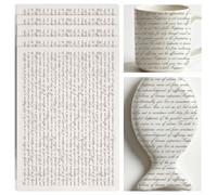 SUPERDANT 4 unidades texto inglés bajo esmalte cerámica de transferencia tema literario calcomanías de cerámica decoración bajo vidriado revestimiento esmalte diapositiva de agua calcomanía