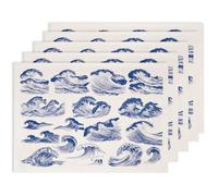 SUPERDANT 5 unidades de ondas del océano bajo esmalte papel de transferencia ondulado peine de cerámica calcomanías para cerámica porcelana tazas platos, jarrones, arcilla, cuencos resistentes al
