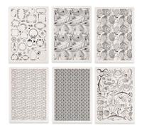 SUPERDANT 6 estilos bajo esmalte papel de transferencia amor vida marina plumas negras de gran tamaño cerámica calcomanías para tazas platos jarrones cerámica hoja patrón estudio de grabación uso