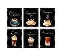 SUPERDANT 6pcs Cuadros Decorativos de Cafeína para Cocina - Lienzo Arte de Pared para Café Bar - Signo de Café - Decoración Moderna para Hogar y Comedor - Sin Marcos