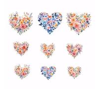 SUPERDANT 9 Piezas de Papel de Transferencia Termoadhesivo para Planchar para Ropa Corazones de Amor Imágenes de Planchar Transferencia de Calor Patches Ropa Hecha a Mano Corazones de San Valentín