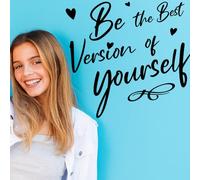 SUPERDANT Adhesivo de pared con citas inspiradoras Adhesivo de pared positivo Sea la mejor versión de su auto Decoración artística de vinilo negro para dormitorio, sala de estar, baño, regalo de