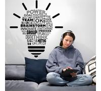 SUPERDANT Adhesivo de pared de trabajo en equipo con frase de luminaria, vinilo motivador, arte de pared para oficina, sala de reuniones, lámina decorativa negra autoadhesiva para decoración de