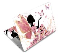 SUPERDANT Adhesivo para Portátil Aufkleber Schutzfolie Notebook Kunstschutz Protector de Vinilo para Laptop Universal para 12" 13" 13.3" 14" 15" 15.4" 15.6" Schmetterling Mädchen Fantasie Pink Flowern