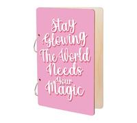 SUPERDANT - Álbum de tarjetas postales de felicitación rosa - Archivador de planificación de sencillez - Expositor de tarjetas de madera con 2 anillas para almacenamiento de fotos