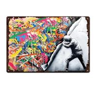 SUPERDANT Bansky Cartel de metal para chico de graffiti, cartel de chapa de colores, cartel de hierro divertido arte para cueva de hombre, hogar, salón, vintage, regalo de inauguración