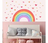 SUPERDANT Calcomanías de Pared de Arcoíris Grandes Calcomanías de Pared de Corazones de Amor Coloridos de Pared de Arcoíris Calcomanía de Extraíble para Habitación de Niños Decoración de Guardería