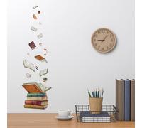 SUPERDANT Calcomanías de pared de libro mágico calcomanías de pared para aula libro volador bolsa escolar calcomanías de pared para guardería regla globo biblioteca decoración de pared para 80x39CM