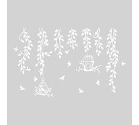 SUPERDANT Calcomanías de pared de vid de flores blancas, ramas de jaula de pájaros, calcomanías de pared para dormitorio, mural de pared para sala de estar, calcomanías extraíbles para decoración