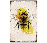 SUPERDANT Cartel de Lata Metálica Vintage de Abeja Póster de Metal de Miel Insecto Carteles Metálicos Retro 30x20cm/11.8x7.8in Decoración Retro Decoración de Pared Hogar Jardín Dormitorio Cocina