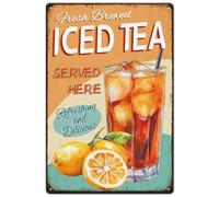 SUPERDANT Cartel de metal con diseño de té helado, cartel de hojalata, limón, té negro, decoración de pared, cartel retro de chapa, cartel vintage para hogar, comedor, dormitorio, cocina, restaurantes