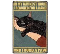SUPERDANT Cartel de metal negro para coche con diseño de gatos, cartel de chapa retro, cartel de metal vintage, póster decorativo con gato en la mano, cartel de aluminio antiguo para dormitorio de