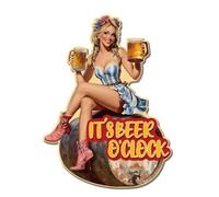 SUPERDANT Cartel de metal vintage con diseño de chica de cerveza, letrero de barril, decoración para el hogar, comedor, barbacoa, restaurantes, bares, cafeterías, pubs, clubes, fiestas, arte de pared