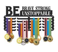SUPERDANT Colgador de medallas con texto inspirador Be Brave Strong Unstoppable Medallas 5 filas 20 ganchos medallas para colgar medallas organizador de medallas regalo para deportistas