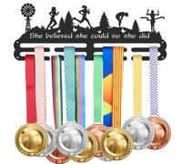 SUPERDANT Colgador de Medallas para Correr para Mujer, Ganchos para Medallas de A Campo Traviesa, Soporte para Medallas Deportivas, Decoración de Premios Montada Hierro para Sala de Estar, 40x15cm