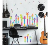 SUPERDANT Colorido adhesivo de pared con cuello de guitarra vinilo pegatinas de pared notas musicales pegatinas DIY arte de pared decoraciones para aula, sala de música, dormitorio, sala de estar,
