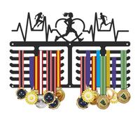 SUPERDANT Correr medallas latido del corazón medallas almacenamiento cinta colgador montaje en pared Maratón raza 6 fila 24 colgador medallas percha regalos para atletas niños