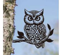 SUPERDANT Decoración De Jardín En Forma De Búho De Metal En Una Rama Pájaros Animales Ornamento De Patio Al Aire Libre Silueta Negra Decoración De Exterior Estacas De Patio Arte Decorativo