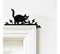 SUPERDANT Divertido gato mirando puerta esquina decoración para marco de | Hierro robusto, negro, 30 x 15 cm, diseñado para esquinas de puertas, montaje sin agujeros, regalo para los amantes de los