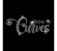SUPERDANT Enjoy My Curves Rhinestones para planchar Texto motivador Transferencia de Calor Pegatinas Orgullosas Mujeres Para Planchar Parches Bling Parches para T Camisetas Ropa Bolsas Chaquetas