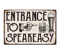 SUPERDANT Entrada Del Bar Cartel De Metal Letrero de Metal Divertido para Entrada A Speakeasy Letreros de Hojalata Retro Cartel de Arte Vintage para Bares Pub Sala de Juegos Hombre Cueva Decor