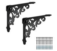 Superdant - Escuadra de pared con motivos clásicos, soporte decorativo para estante de hierro negro para chimenea, estante de metal 21 x 17,2 cm