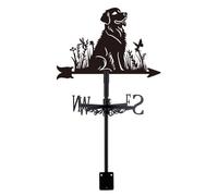 SUPERDANT Golden Retriever veleta para techo perro en hierba metal indicador de dirección del viento negro para granja jardín patio cobertizo decoración
