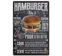SUPERDANT Letrero de lata de hamburguesas, guía de fabricación de hamburguesas, letrero de metal vintage, letrero de comida rápida, decoración de hierro, bar, restaurante, placa de metal, retro,