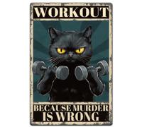 SUPERDANT Letrero de metal con diseño de gato negro, para gimnasio, mancuernas, placas de pared de metal, letreros de incentivos, decoración vintage, arte de pared para gimnasio, dormitorio, sala de