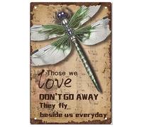 SUPERDANT Letrero de Metal con Diseño de Libélula, Estilo Vintage, de Hierro, Retro, para el Hogar, Dormitorio, Hombre, Cueva, Decoración de Pared, Placa de Aquellos Que Amamos, No Te Vayas