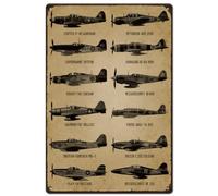 SUPERDANT Letrero de Metal de la Segunda Guerra Mundial, Aviones de Combate, Carteles de Hojalata, Guía de Combate, Cartel de Arte Vintage para Bares, Pub,Cueva, Despensa, Decoración de Pared