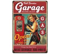 SUPERDANT Letrero de metal vintage para gasolinera Letreros de estaño retro para gasolinera letrero de belleza de pared arte de pared retro placa de metal vintage para bar hombre cueva