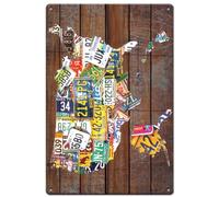 SUPERDANT Letreros de Estaño Mapa del Atlas Marino Cartel de Chapa Retro de Letreros de Estaño de Campo Vintage Decoración de Dormitorio Arte de Pared Vintage Placa de Metal