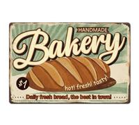 SUPERDANT Letreros de lata de panadería Daily Fresh Bread The Best In Town, letreros de metal para decoración de pared con texto en inglés «The Best In Town»