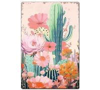 SUPERDANT Letreros de metal con diseño de cactus y flores rosas, placas de pared con plantas verdes, letreros divertidos y placa de hierro, arte para hombre, cueva, bar, pub, jardín, sala de estar
