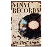SUPERDANT Letreros de metal con diseño de discos de vinilo con temática musical, letreros de estaño vintage para bar, hombre, cueva, club, sala de estar, dormitorio, sala de música, decoración retro