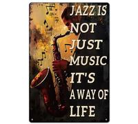 SUPERDANT Letreros de metal con música de jazz texto en inglés Jazz Is Not Just Music It's A Way Of Life Cartel de Chapa retro instrumento vintage letrero de estaño decoración de pared para 30x20cm