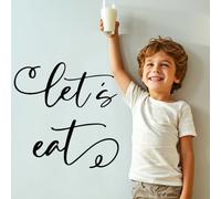 SUPERDANT Let's Eat - Pegatinas de pared de PVC para restaurante, autoadhesivas, diseño minimalista, juego de calcomanías de pared con texto en negro para cocina, comedor, comedor, refectorio