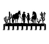 Superdant - Llavero de pared para parejas de Cow Boys Occidentales Cactus de Cow Boy Decorativo 10 ganchos llaveros negro organizador ganchos de pared llavero percha para correa de perro