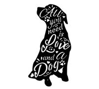 SUPERDANT Metal Dog Wall Art Decor Todo lo Que Necesitas Es Amor Y Un Perro Black Dog Cutout Metal Wall Decoraciones para el Hogar Jardín Oficina Sala de Estar