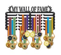 SUPERDANT Mi Pared de la Fama Perchas de Medallas Texto Inspirador Puerta Medallas Actualización 6 fila 24 Ganchos Expositor de Medallas Estante de Hierro Organizador Soporte de Pared