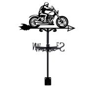SUPERDANT Motocicleta hombre veleta retro motocicleta veleta para montaje en techo motocicleta veleta de metal para jardín indicador de dirección del viento para granja patio decoración al aire libre