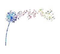 SUPERDANT Note Musicali Colorate Dente di Leone Adesivo Murale Acquerello Fiori Natura Piante Home Interior Design Arte in Vinile