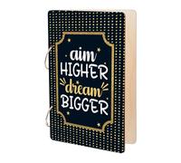SUPERDANT Organizador de tarjetas de felicitación, carpeta de madera con hojas sueltas, libro de almacenamiento de tarjetas Aim Higher Dream Bigger, libro de almacenamiento de tarjetas postales, 2