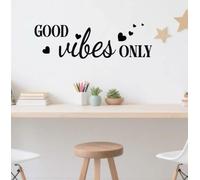 SUPERDANT Pegatinas de pared con citas inspiradoras y corazones buenas vibraciones solo pegatinas de pared vinilo negro decoración arte paredes de oficina arte murales para sala de estar hogar aula