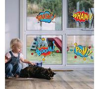SUPERDANT Pegatinas de Pared de Tela de Superhéroe con Palabras de Cómic Biff Kapow Boom Smash Wham Texto Adhesivo de Pared para Decoración de Pared de Habitación Temática
