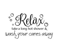 SUPERDANT Pegatinas de Pared para Baño Relax Bubble Wall Art Decals Take A Long Hot Shower Citas Vinilo Letras Pegatinas de Pared para Baño Negro 33x58 cm