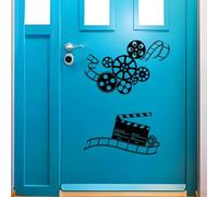 SUPERDANT Pegatinas de pared películas de cine calcomanías de pared para cines calcomanías de pared DIY vinilo negro adhesivo de pared varilla calcomanías de pared decoración artística para cine cine