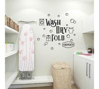 SUPERDANT Pegatinas De Pared Vinilo Lavado Seco Doblar Repetir Citas Vinilo Lavandería Arte Signos Pared Cita Pegatina Etiqueta de Burbuja para Cuarto de Lavado Decoración